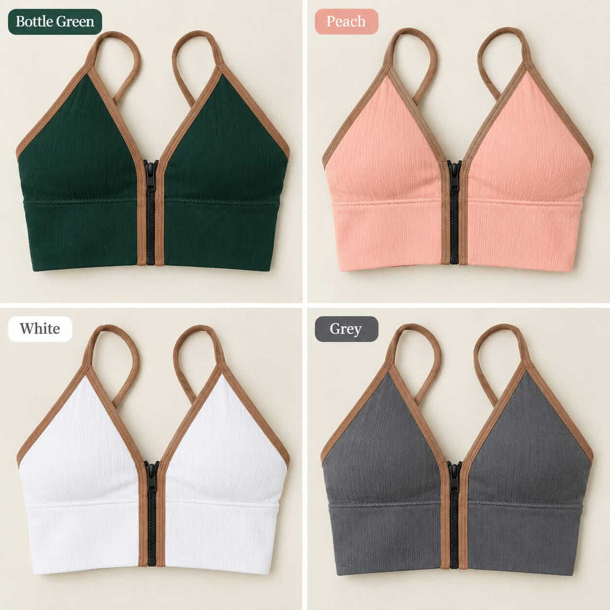 Ziva Front-Zip Wireless Tube Bra for Women