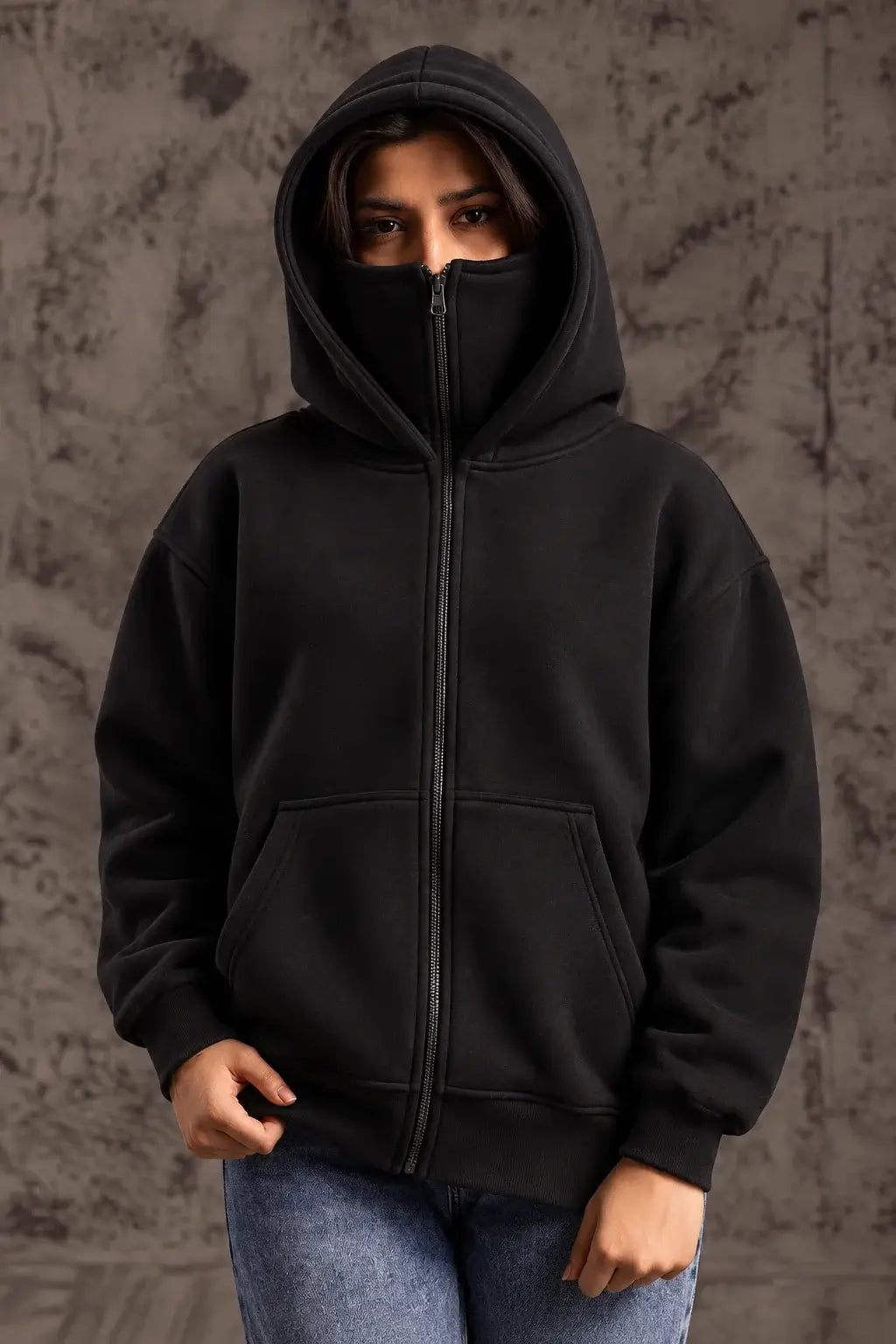 Balaclava Ninja Zipper Hoodie Jacket for Women