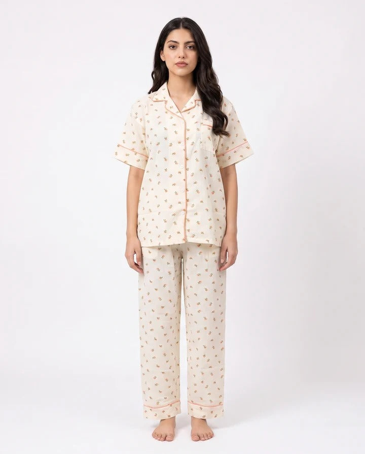Summer Crinkled Pajama Suit – Flora