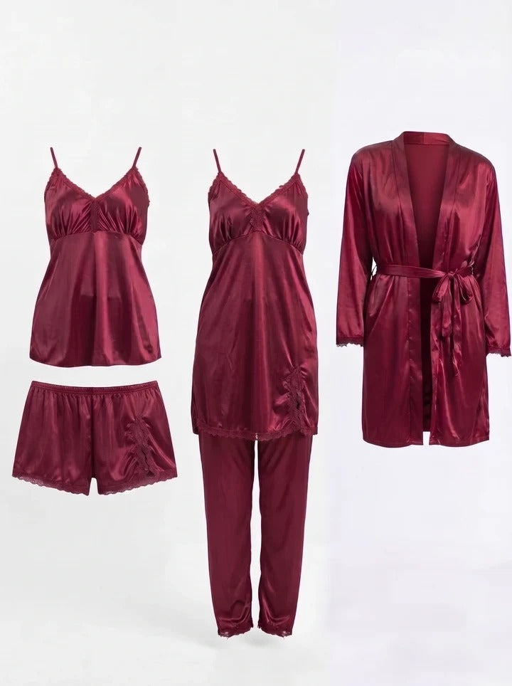 Royal Bridal Silk 5-Piece Nightgown Set