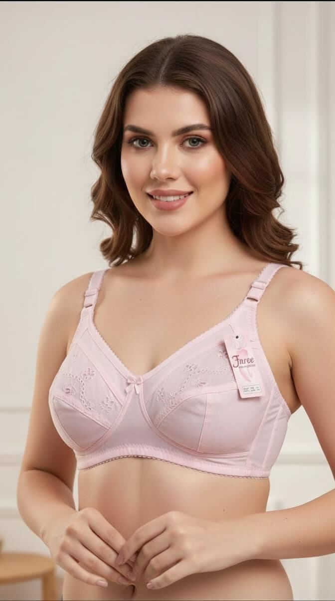 Velora Maroon Cotton Embroidered Bra for Women