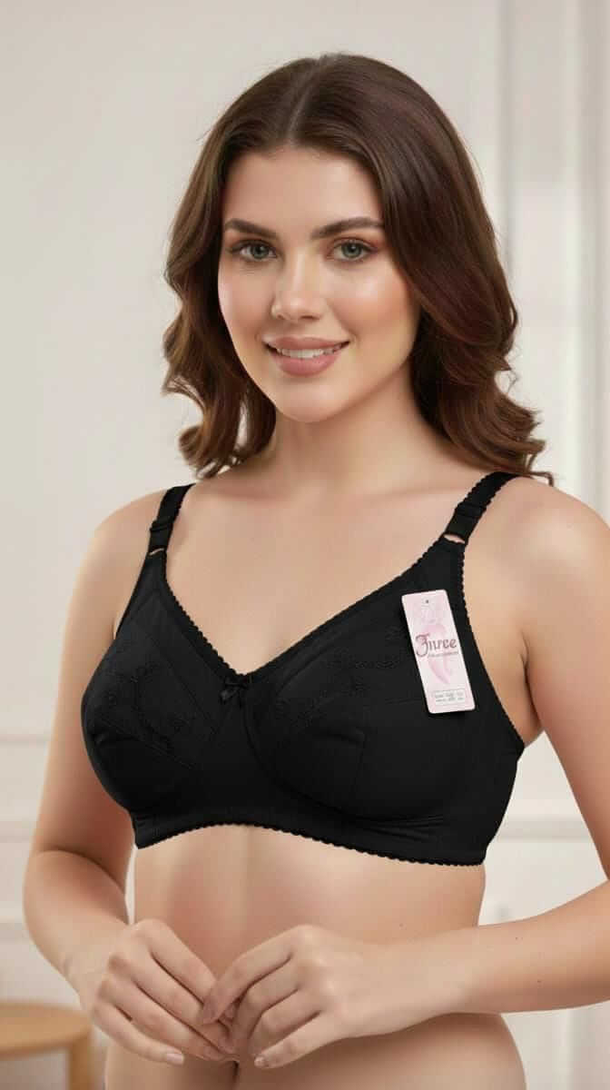 Velora Maroon Cotton Embroidered Bra for Women