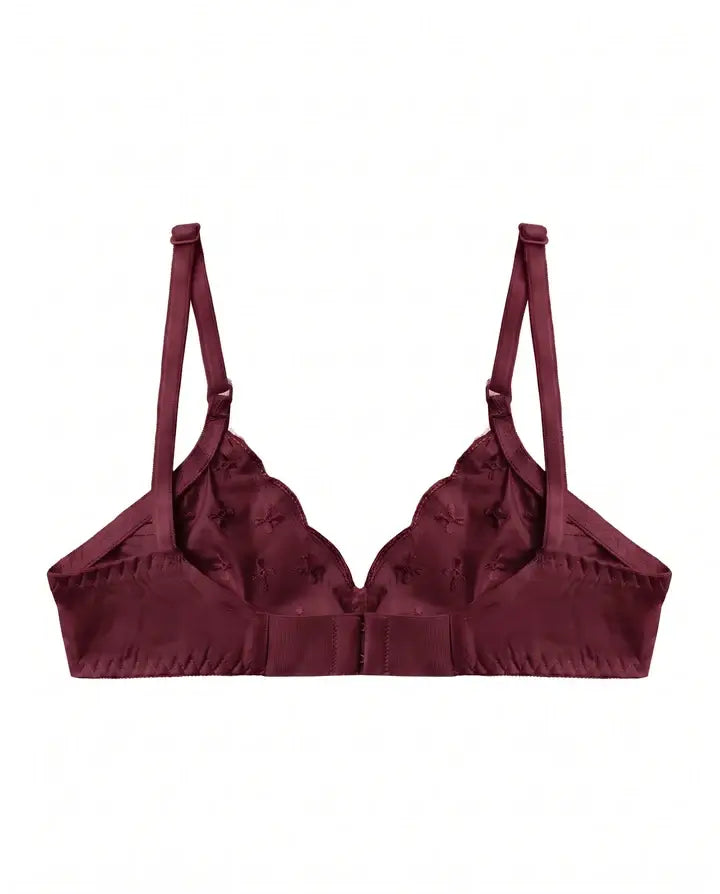 Floral Whisper Maroon Non Padded Wireless Bra for Women